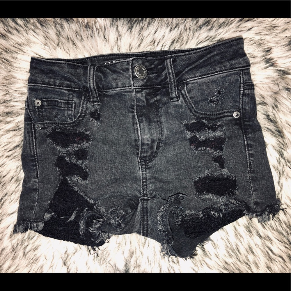 American Eagle Distressed Hi-Rise Shortie Shorts